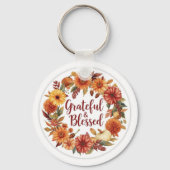 Herbst Erntedank Pumpkin und Blume Schlüsselanhänger (Vorderseite)