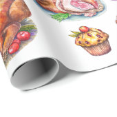 Herbst Erntedank Türkei Abendessen Essen Geschenkpapier (Rolleneckpunkt)