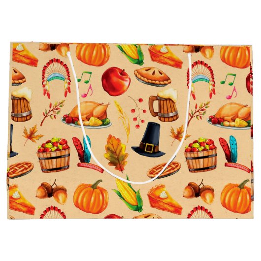 Herbst Erntedank Türkei Abendessen Große Geschenktüte (Rückseite)