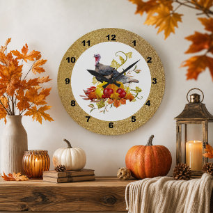 Herbst / Erntedank Türkei Pumpkantine Uhr