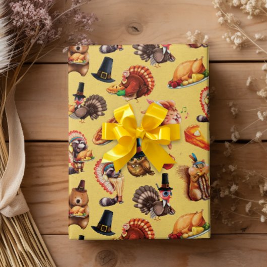 Herbst Erntedank Türkei Tiere Kuchen Geschenkpapier