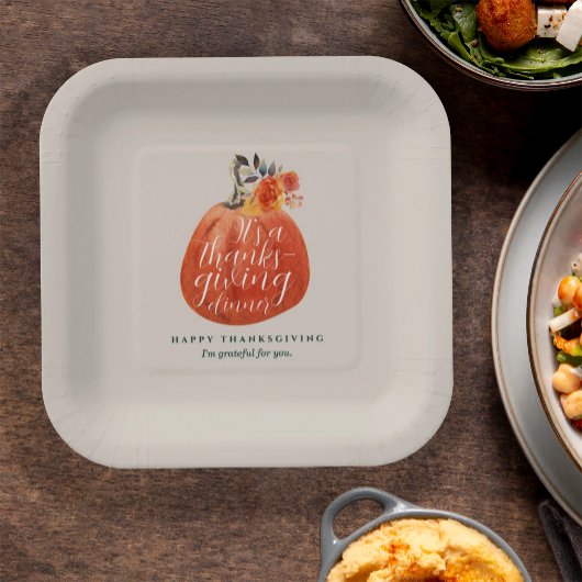 Herbst Erntedank Wasserfarbe Pumpkin Pappteller