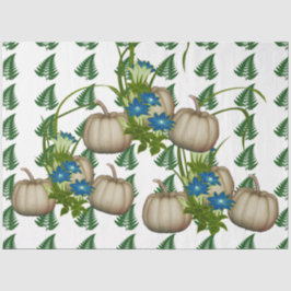 Herbst Erntedank White Pumpkins Flora Kunstwerk Seidenpapier