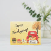Herbst Erntedankfest Truck Happy Thanksgiving Postkarte (Stehend Vorderseite)