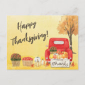 Herbst Erntedankfest Truck Happy Thanksgiving Postkarte (Vorderseite)