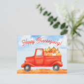 Herbst Erntedankfest Truck Happy Thanksgiving Postkarte (Stehend Vorderseite)