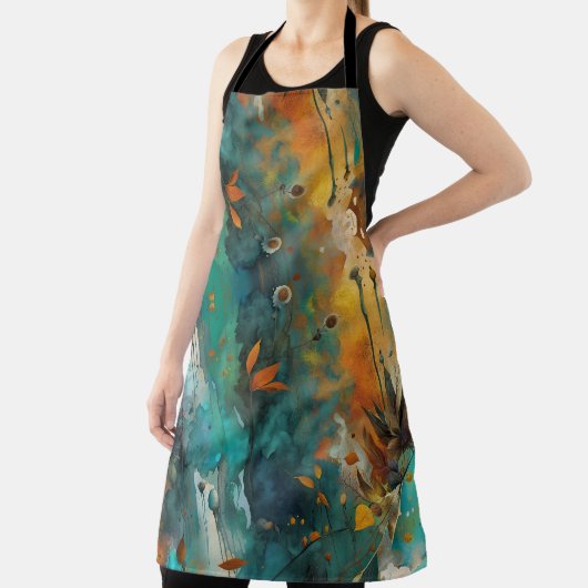 Herbst ernten Paint Abstrakt Aquamarin Rust Gold Schürze (InSitu)