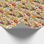 Herbst Erntepumpen & Trauben Nahtloses Muster Geschenkpapier (Ecke)