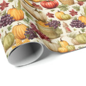 Herbst Erntepumpen & Trauben Nahtloses Muster Geschenkpapier (Rolleneckpunkt)