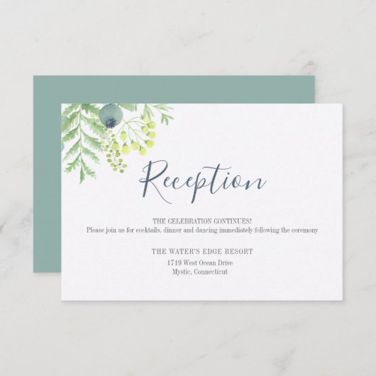 Herbst Eukalyptus Berry Floral Hochzeitsempfang Einladung (Vorne/Hinten)