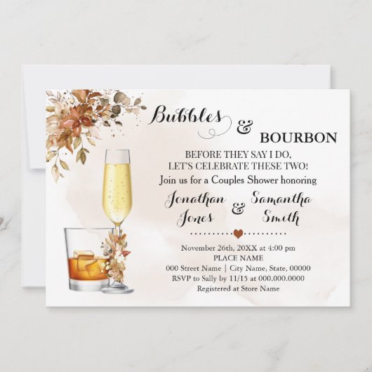 Herbst Eukalyptus-Blasen & Bourbon Herbstdusche Einladung (Vorderseite)