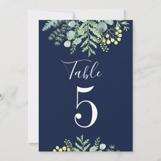 Herbst-Eukalyptus-Blumen-Hochzeitstisch Nummer Nav Einladung (Vorderseite)