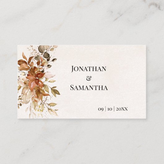 Herbst Eukalyptus Brautparty Herbstwoche Platzkarte (Rückseite)