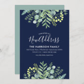 Herbst Eukalyptus Floral Moving Announction Navy Ankündigung (Vorne/Hinten)