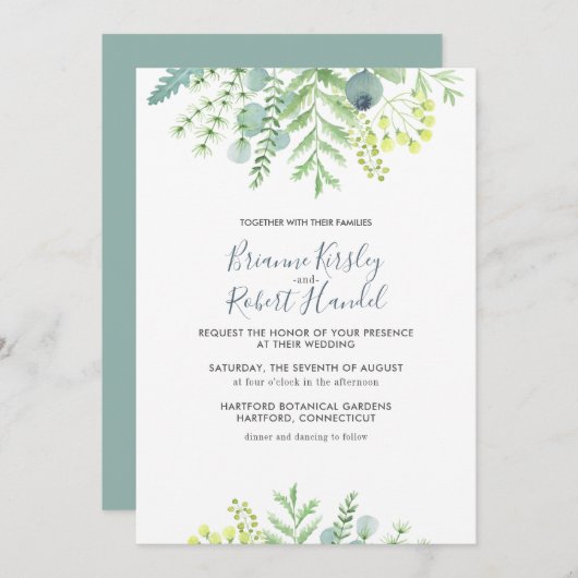 Herbst Eukalyptus Foliage Bloral Wedding Einladung (Vorne/Hinten)