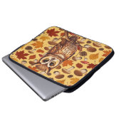 Herbst-Eule und Blätter Laptopschutzhülle (Vorne Knopf)