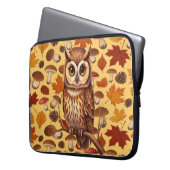 Herbst-Eule und Blätter Laptopschutzhülle (Vorderseite Links)
