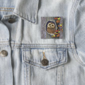 Herbst-Eule und Herbstfarben Knopf Button (Beispiel)
