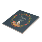 Herbst-Eule und Kürbisse mit anpassbarem Text  Fliese (Seite)