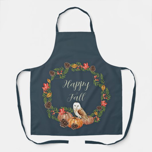 Herbst-Eule und Kürbisse mit anpassbarem Text Schürze (Vorderseite)