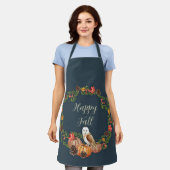 Herbst-Eule und Kürbisse mit anpassbarem Text Schürze (Getragen)