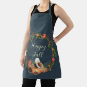 Herbst-Eule und Kürbisse mit anpassbarem Text Schürze (InSitu)