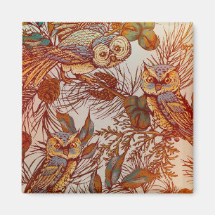 Herbst-Eule Vintage-Eule Magnet