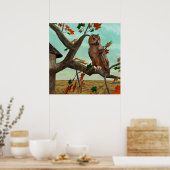 Herbst-Eulen-Ahornbaum-Wildlife-Kunst Poster (Küche)