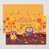 Herbst-Eulen Einladung (Vorne/Hinten)