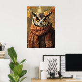Herbst-Eulen-Kunst, Herbstkleidung, rustikale Heim Poster (Heimbüro)
