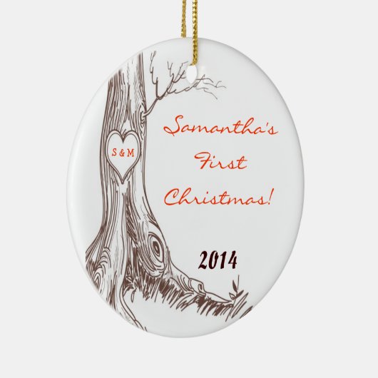 Herbst-Fall-Baum Initia personalisierte Keramik Ornament (Rechts)