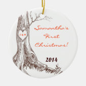 Herbst-Fall-Baum Initia personalisierte Keramik Ornament (Vorne)