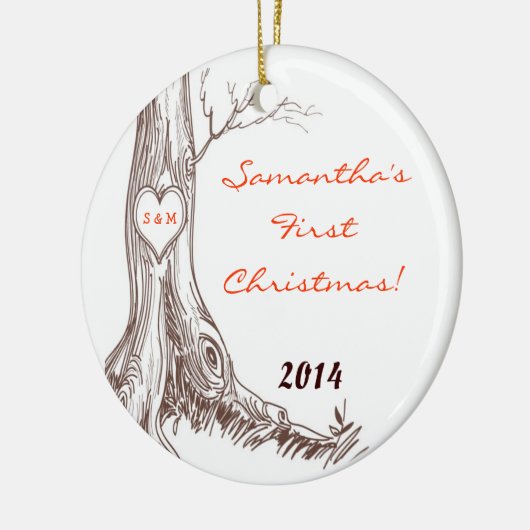 Herbst-Fall-Baum Initia personalisierte Keramik Ornament (Links)