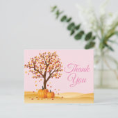 Herbst-Fall-Baum-Kürbis danken Ihnen zu kardieren Dankeskarte (Stehend Vorderseite)