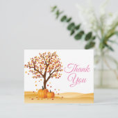 Herbst-Fall-Baum-Kürbis danken Ihnen zu kardieren Dankeskarte (Stehend Vorderseite)