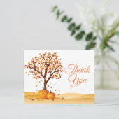 Herbst-Fall-Baum-Kürbis danken Ihnen zu kardieren Dankeskarte (Stehend Vorderseite)