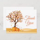 Herbst-Fall-Baum-Kürbis danken Ihnen zu kardieren Dankeskarte (Vorne/Hinten)