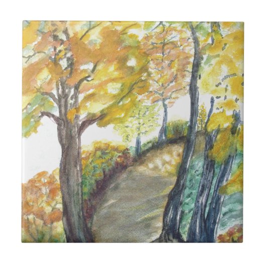 Herbst-Fall-Baum verlässt Kunst-Malerei-Schicksal Fliese (Vorderseite)