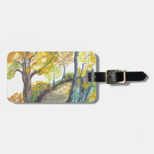 Herbst-Fall-Baum verlässt Kunst-Malerei-Schicksal Gepäckanhänger