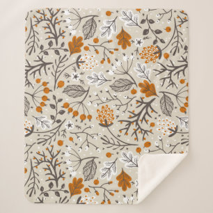 Herbst-Fall-Beeren-Blätter-und-Zweige-Muster Sherpadecke
