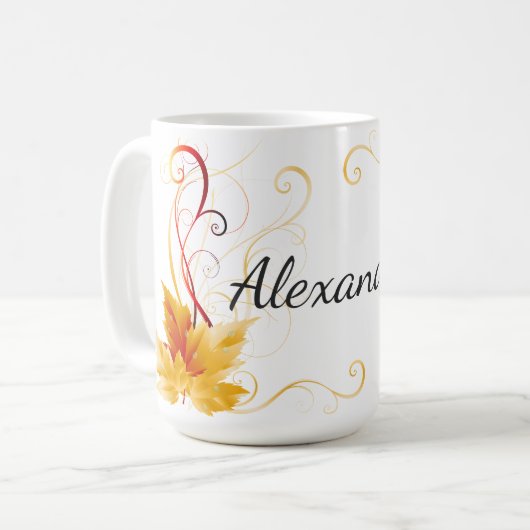 Herbst-Fall-Blatt-Ahorn-Kaffee-Tasse Kaffeetasse (Vorderseite Links)