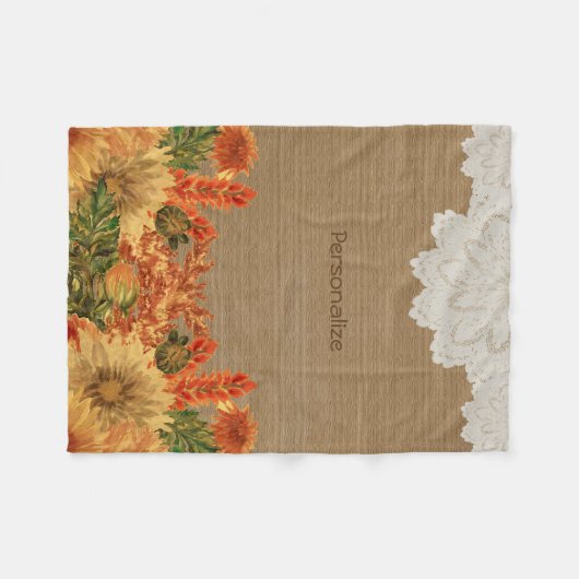 Herbst-Fall-Blumen-Entwurf Fleecedecke (Vorderseite (Horizontal))