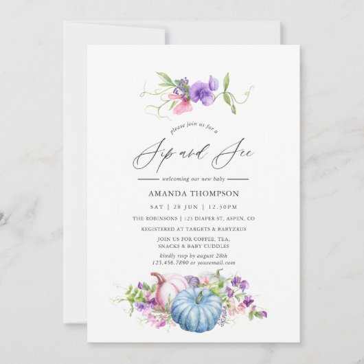 Herbst - Fall Blumensippe und Siehe Einladung (Vorderseite)