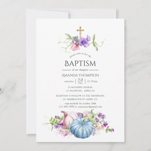 Herbst - Fall Blumentaufen Einladung (Vorderseite)