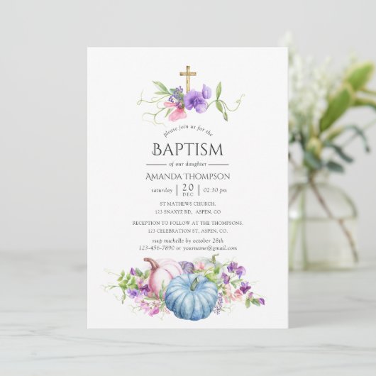 Herbst - Fall Blumentaufen Einladung (Stehend Vorderseite)