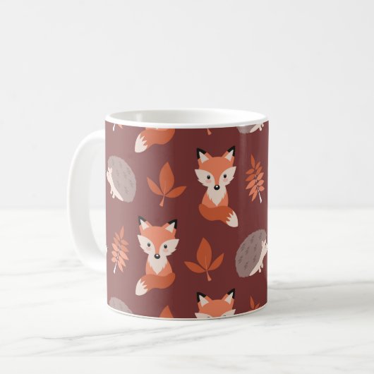 Herbst-Fall-Igel und Fox-Tasse Kaffeetasse (Vorderseite Links)