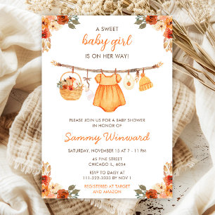 Herbst-Fall-Kleiderlinie Mädchen-Baby-Party Einladung