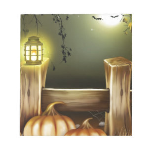 Herbst-Fall-Kürbis-Mond-Nachtschicksal Notizblock