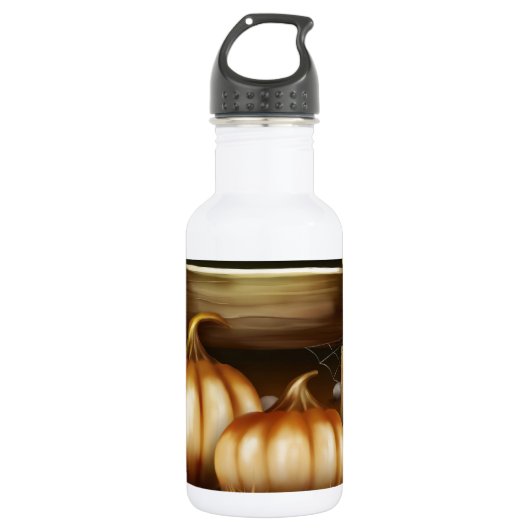 Herbst-Fall-Kürbis-Mond-Nachtschicksal Trinkflasche (Vorderseite)