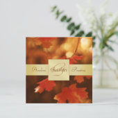 Herbst Fall Leaf Monogram Gold Ribbon Einladung (Stehend Vorderseite)